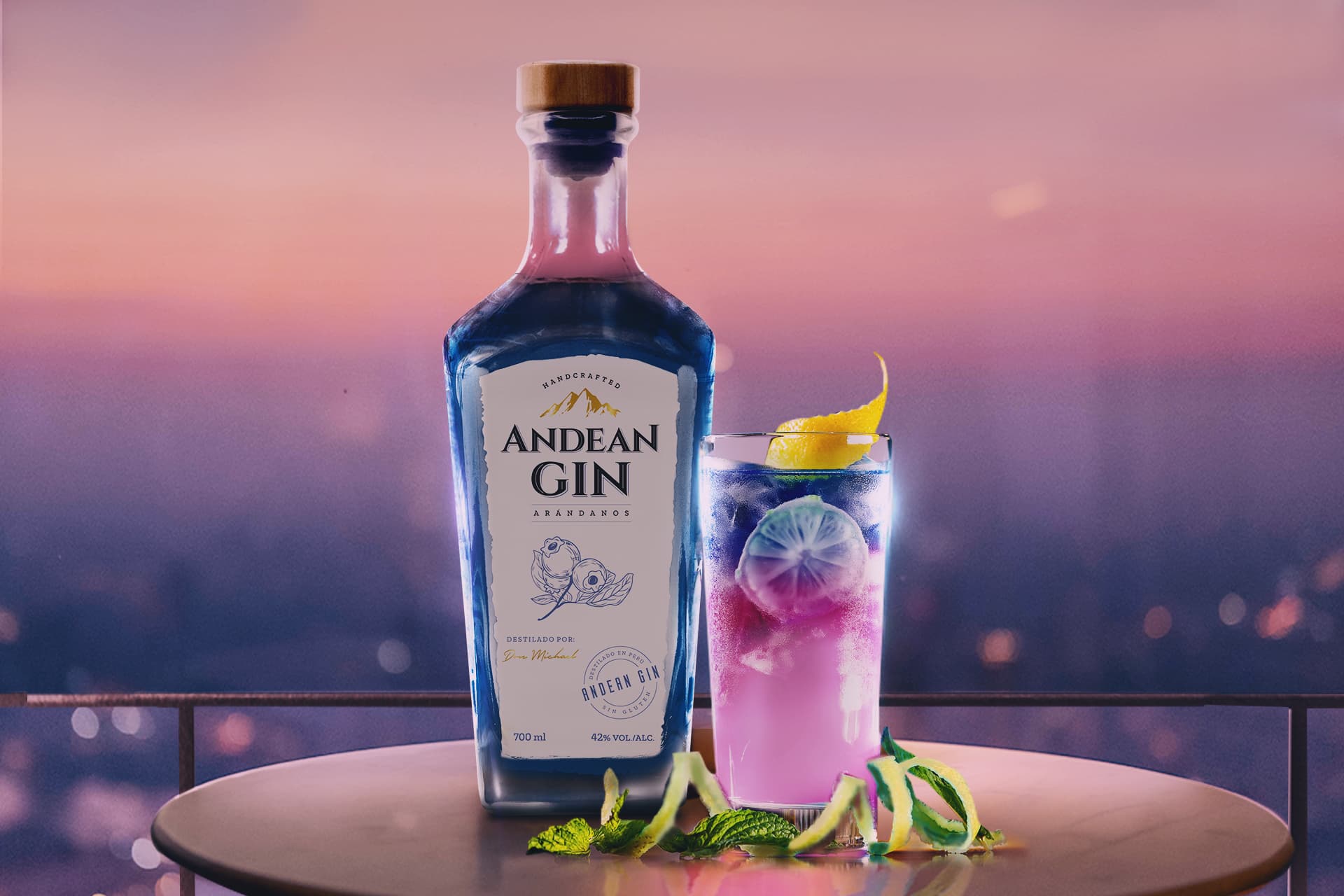 Andean Gin Arándanos PRENSA Botella 1